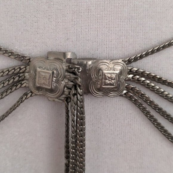 Christian Dior Belt Multi Strand Silver Chain Hip Belt Conchos Vintage - Picture 6 of 13